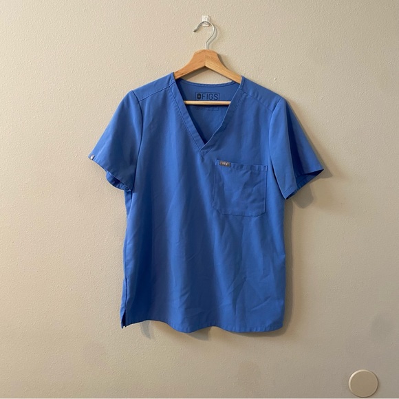 Figs Catarina One-Pocket Scrub Top in Cecil Blue Size Medium - Picture 1 of 5
